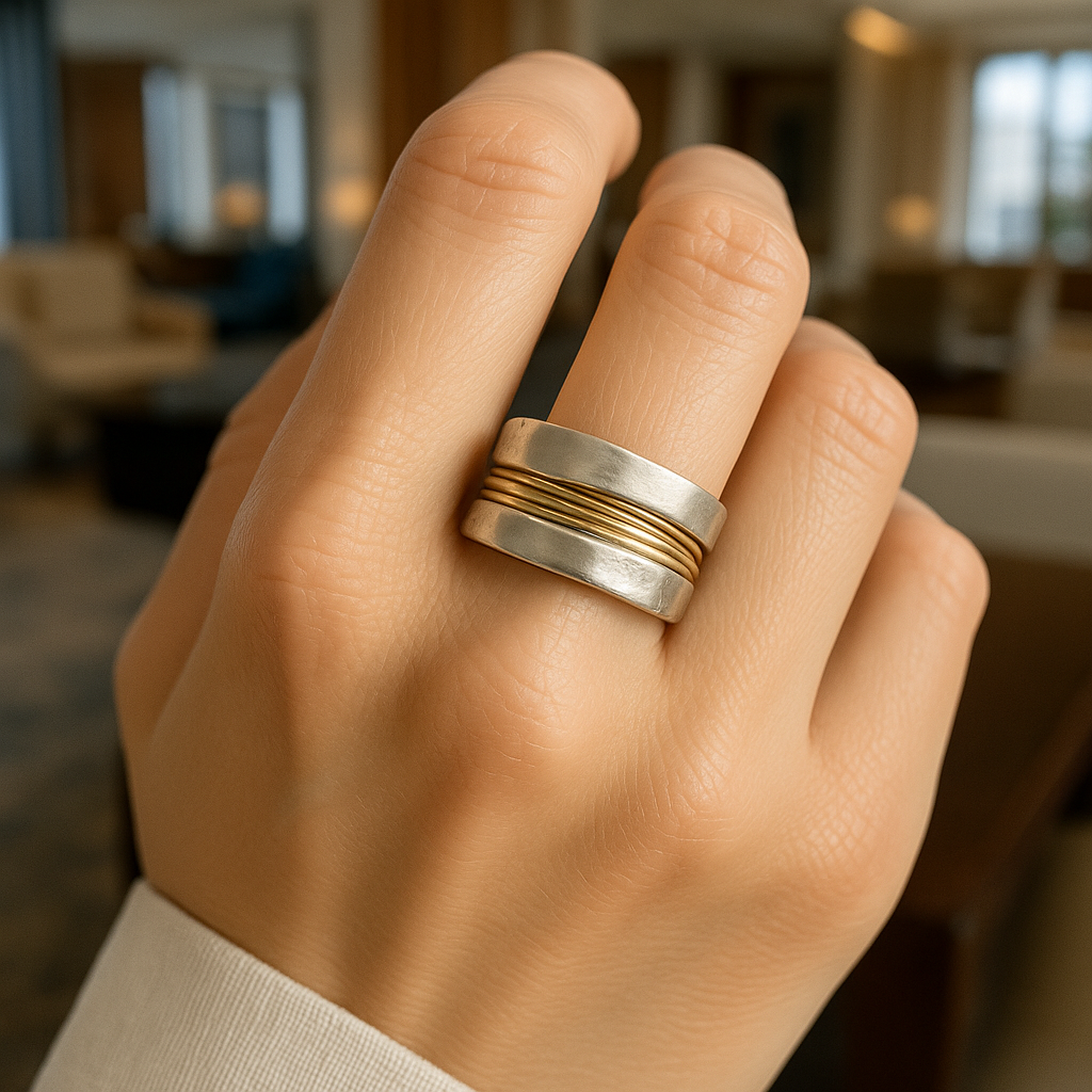 Bague en fils d'or argenté