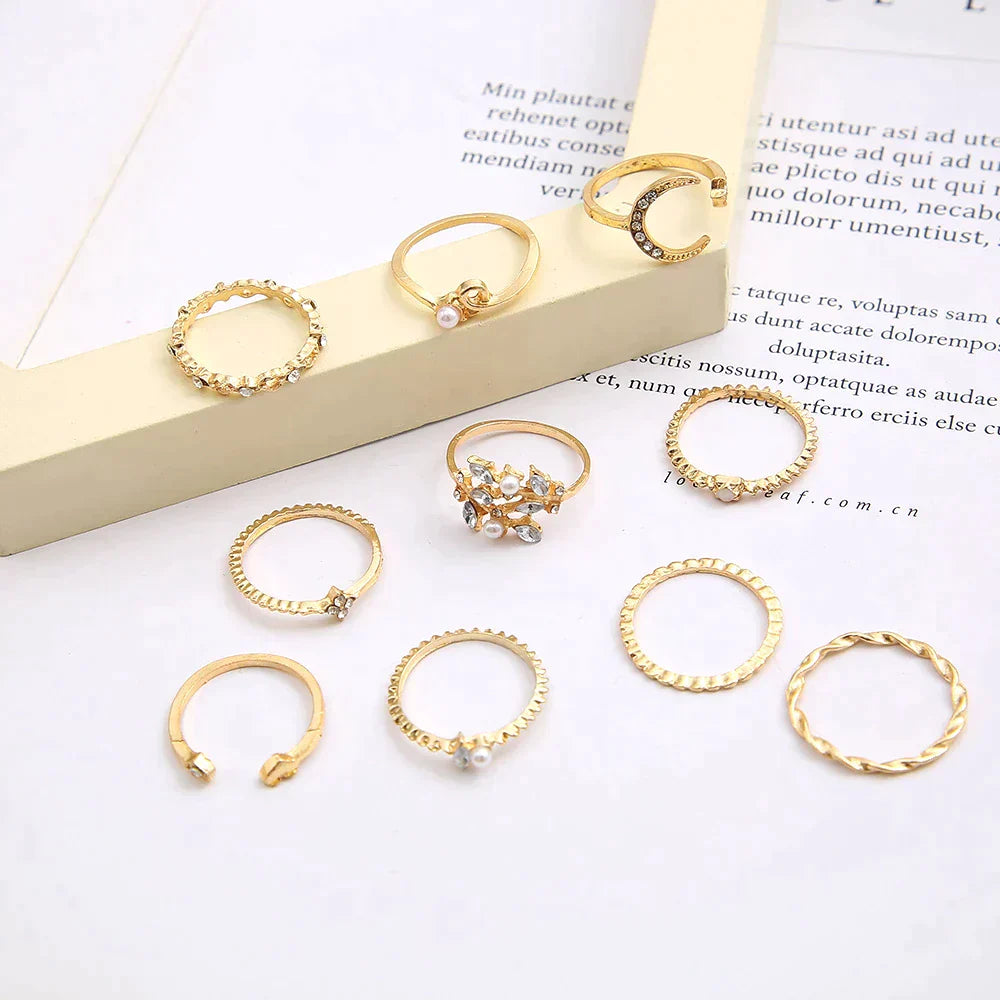 Set of 10 Bohemian Chic Rings