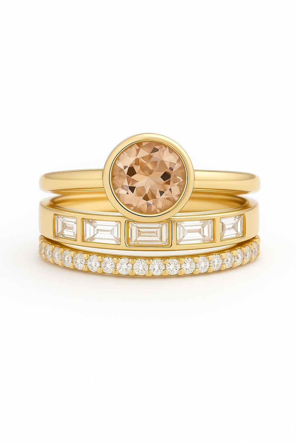 Espoir - Ensemble de Bagues en Cristal Incrusté d'Or