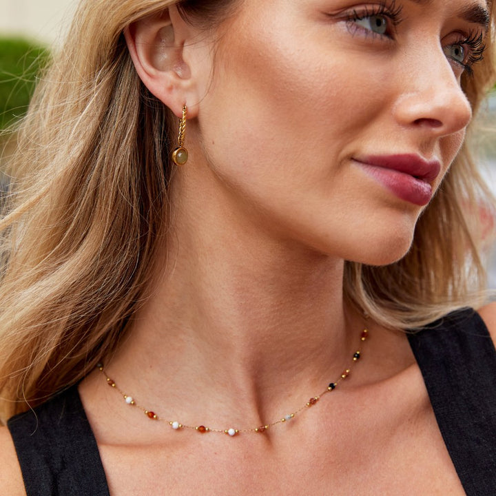 Twisted Elegance: Aventurine Hoop Earrings