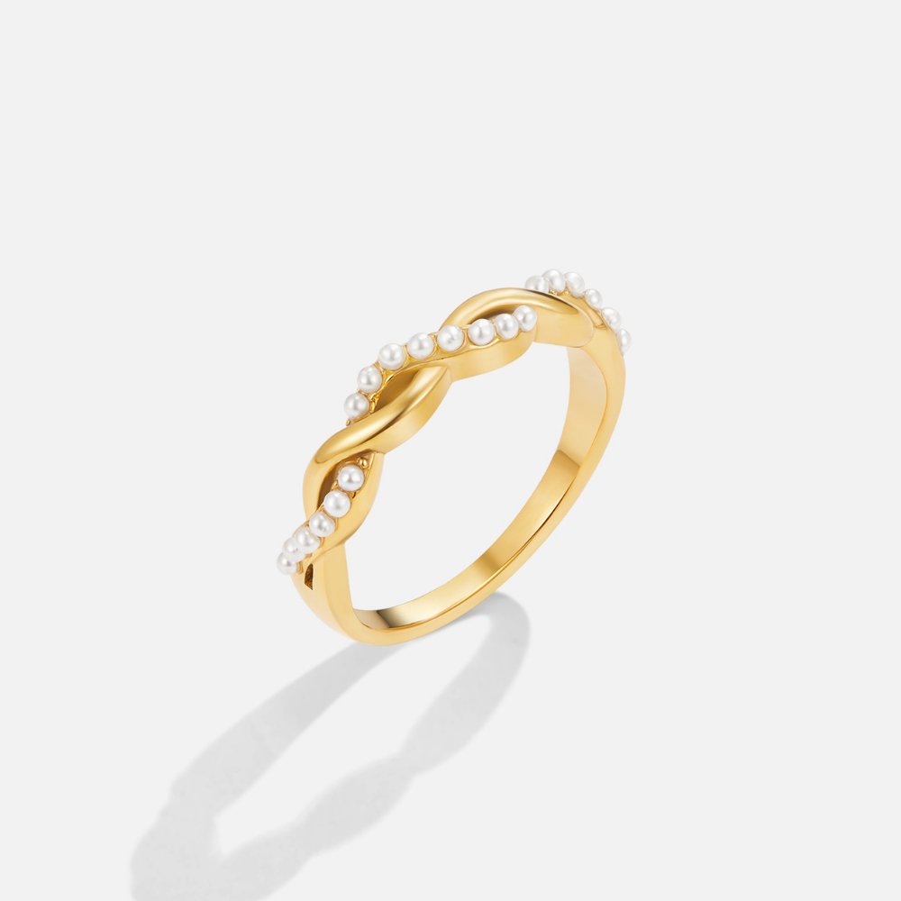 Twist of Elegance Pearl Ring