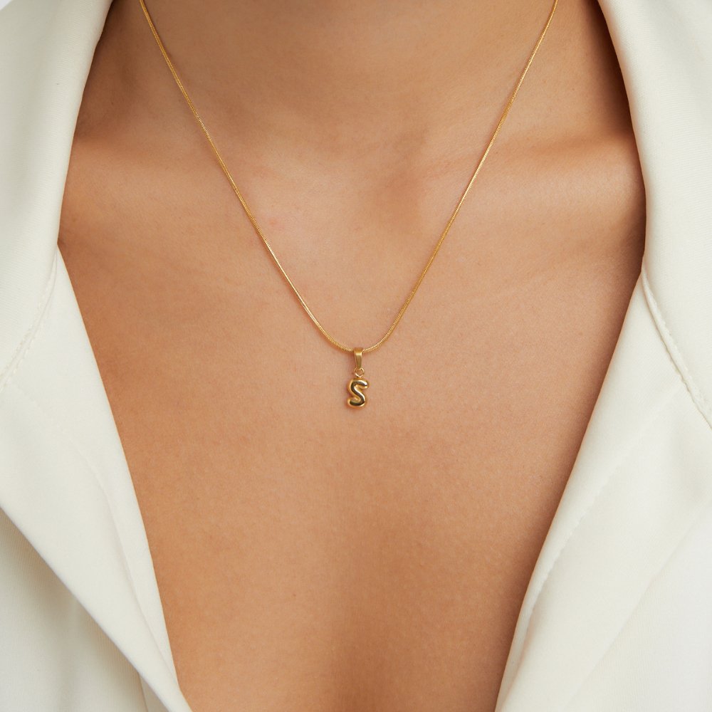 Bubble Letter Charm Necklace