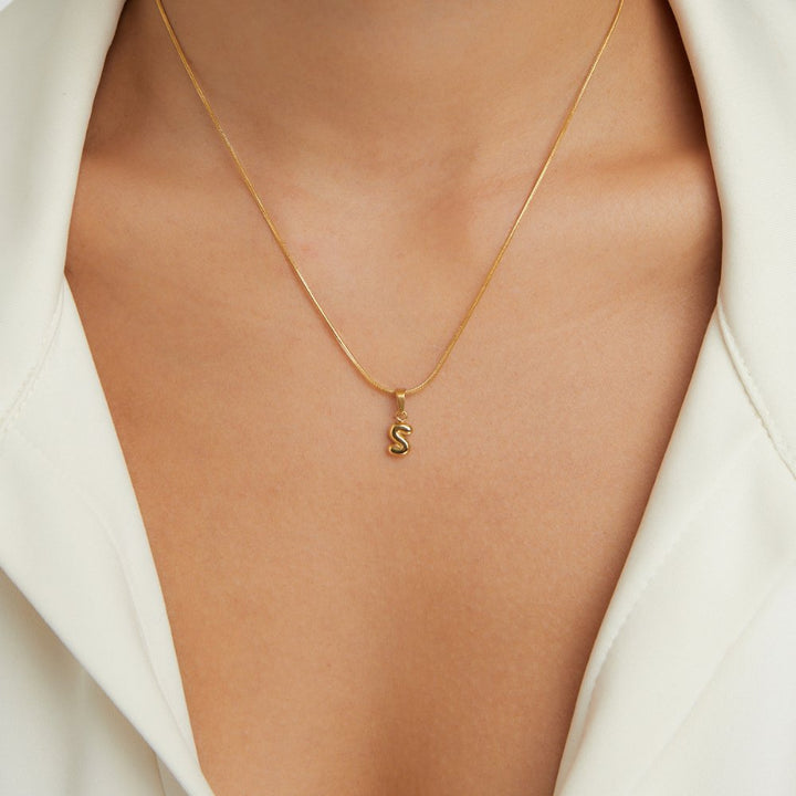 Bubble Letter Charm Necklace