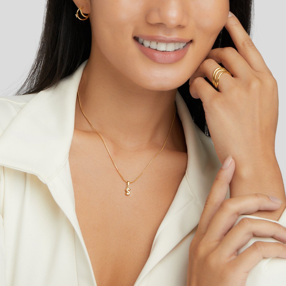 Bubble Letter Charm Necklace